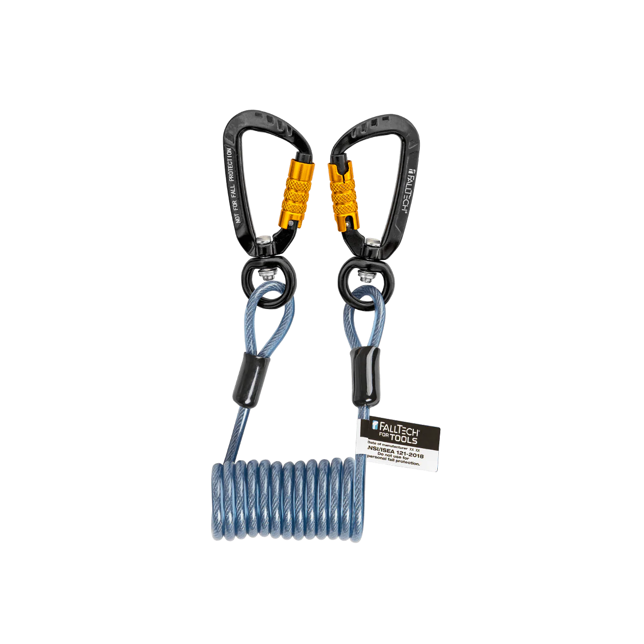 2 lb Premium Tool Tether with Stretch Coil Coated Wire and Dual Swivel Aluminum Carabiners - Image 2