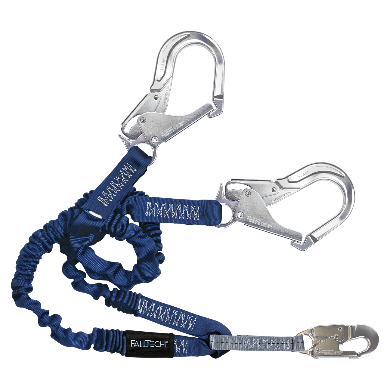 4½' to 6' ElasTech® Energy Absorbing Lanyard, Double-leg with Aluminum Rebar Hooks