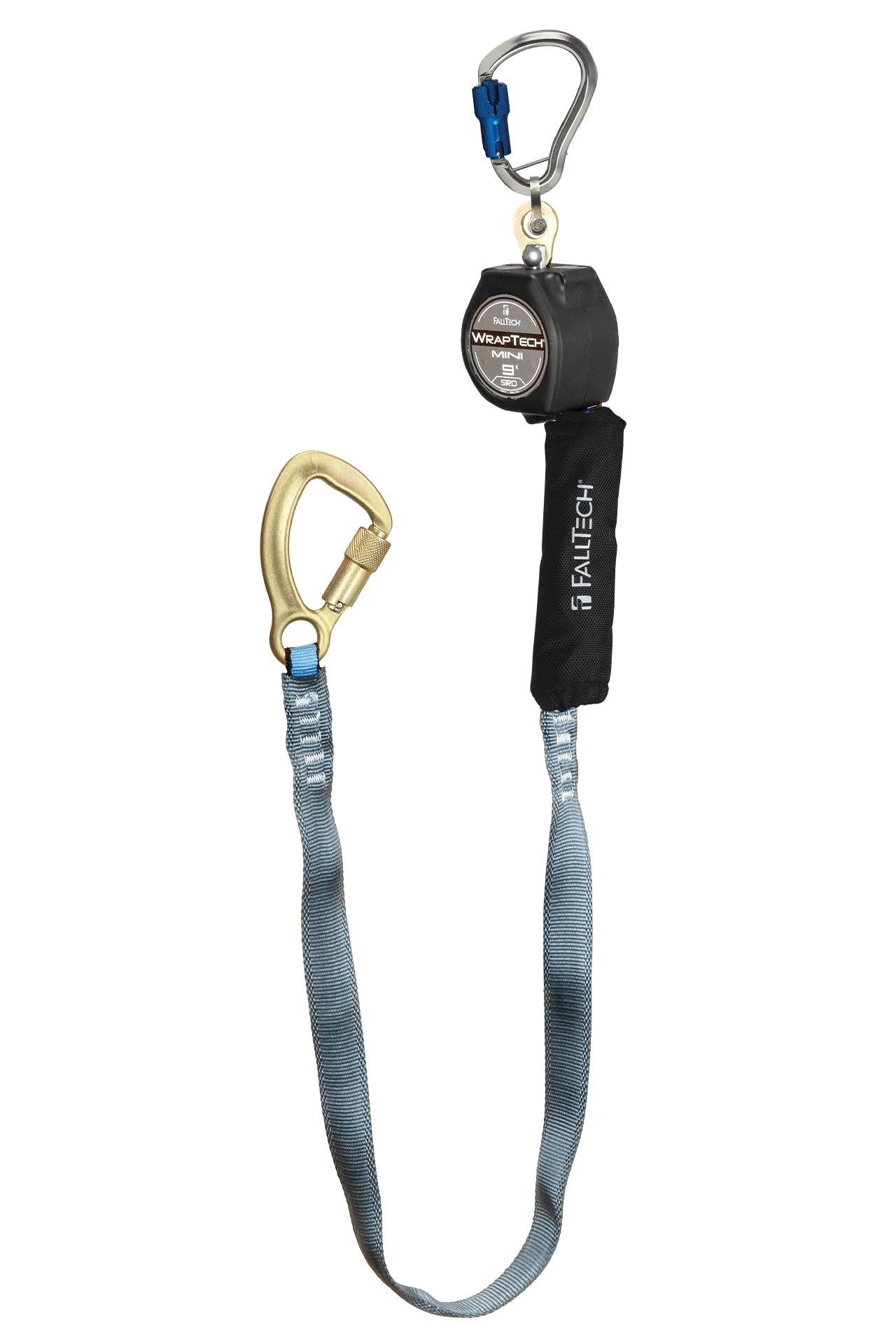 9' WrapTech® Mini Personal SRL with Steel 5k Carabiner, Includes Aluminum Dorsal Connecting Carabiner